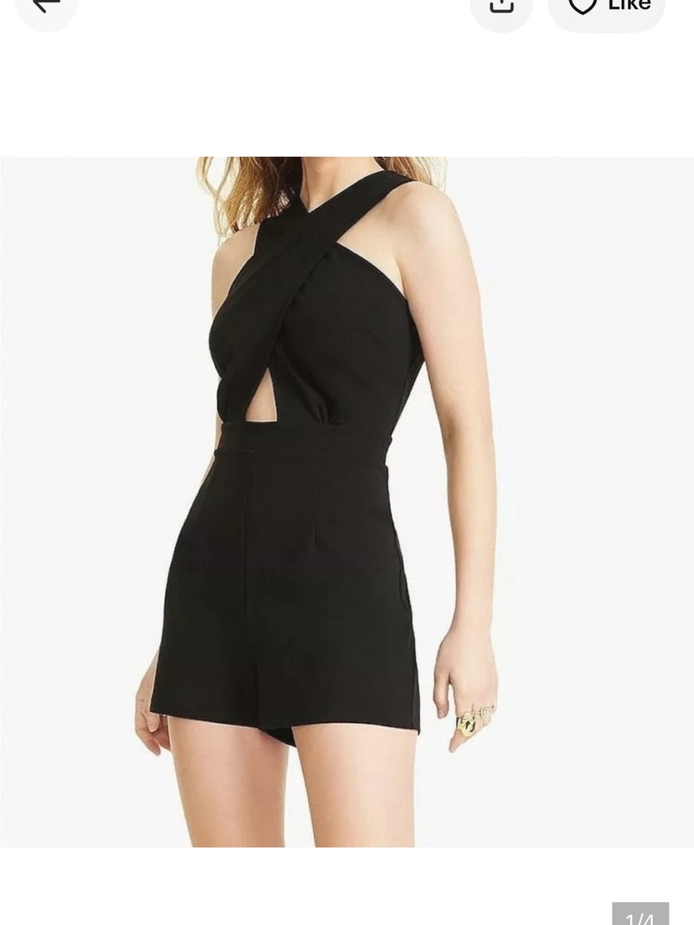 Bar III Black Crisscross Halter Romper - Women's Jumpsuit